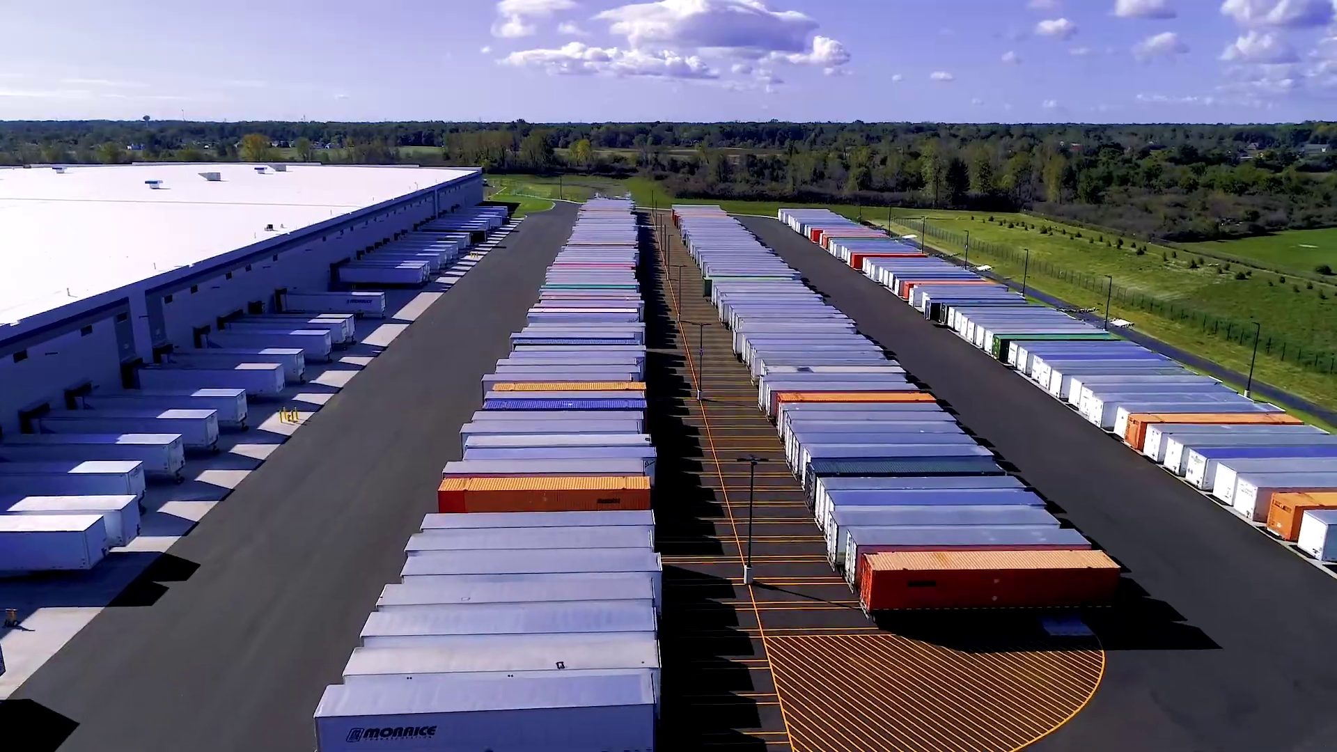 Staged trailers, dock court — Ford redistribution center, Newport MI